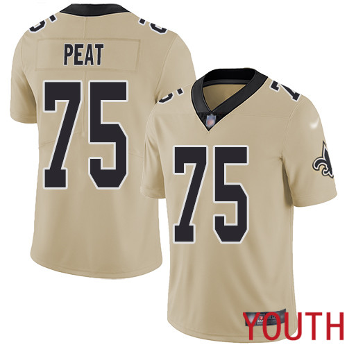New Orleans Saints Limited Gold Youth Andrus Peat Jersey NFL Football #75 Inverted Legend Jersey->youth nfl jersey->Youth Jersey